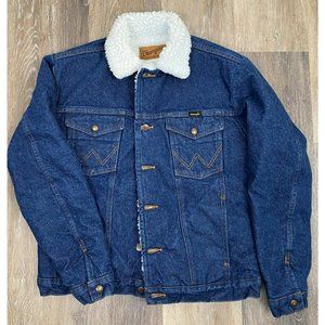 Wrangler Western Sherpa Lined Denim Trucker Jacket 74255PW Men's Size Small